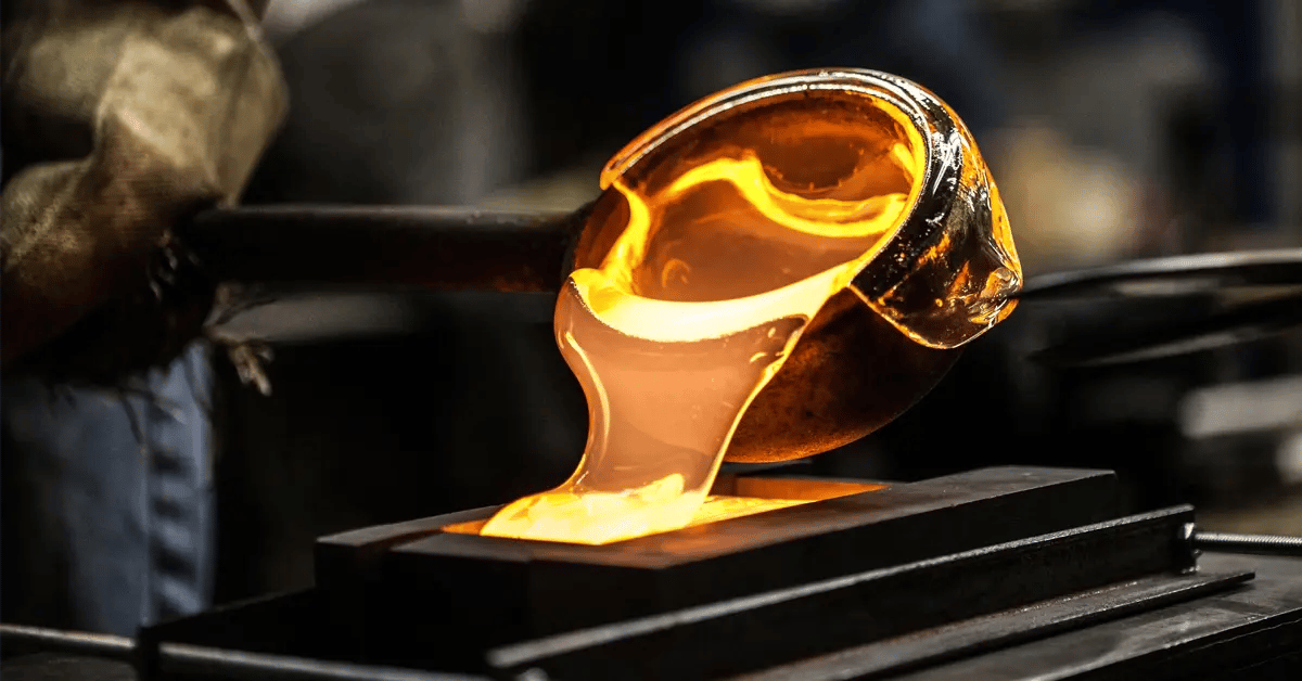Pouring glass into mold